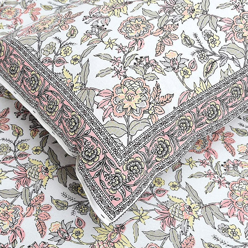 Yellow Jungle of Flowers Cotton Bedsheet - 144 TC media 6