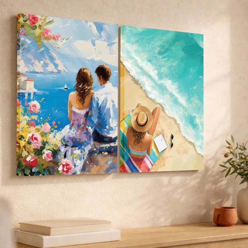 Coastal Heartbeats Canvas Wall Art - Set of Two media 3
