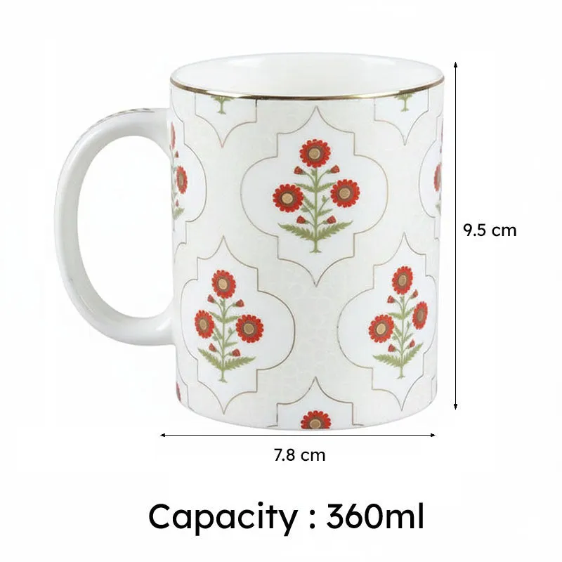 India Circus Grey Poppy Flower Mug (360 mL Each) - Set Of Two media 7