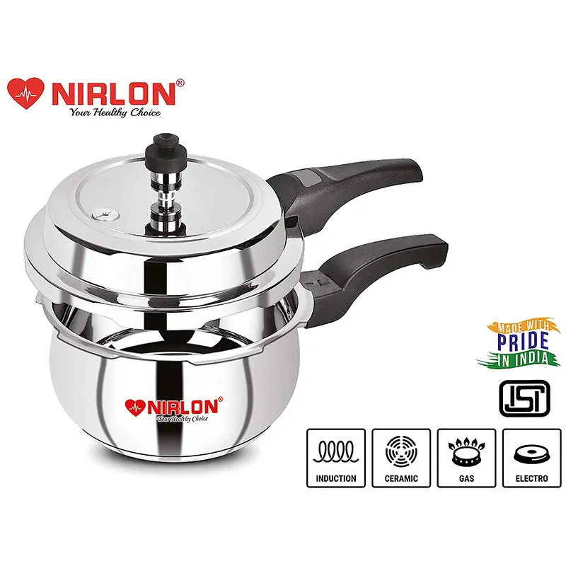 Nirlon Stainless Steel Pressure Cooker - 2500 mL/ 8 Inches media 6