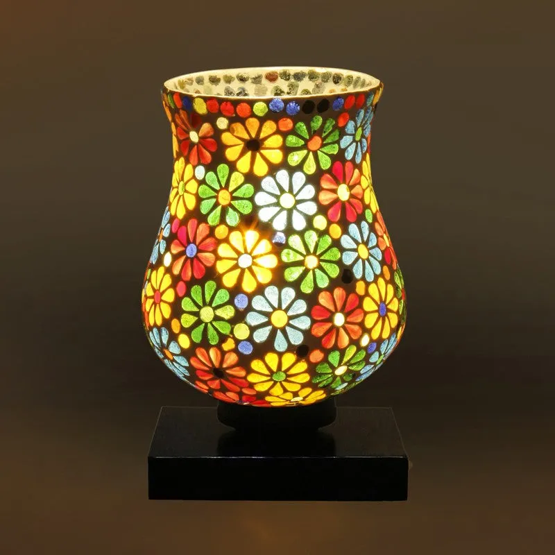 Glowcraft Mosaic Glass Table Lamp With Wooden Base - Multicolor media 8