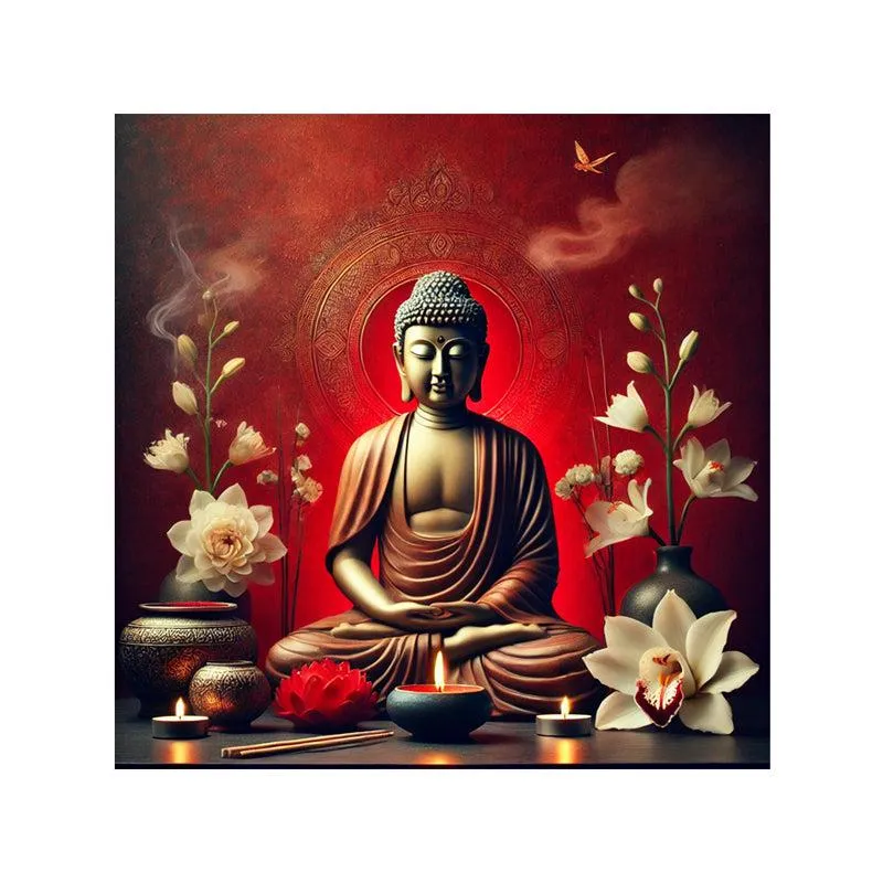 Candlelit Buddha Meditation Wall Painting media 5