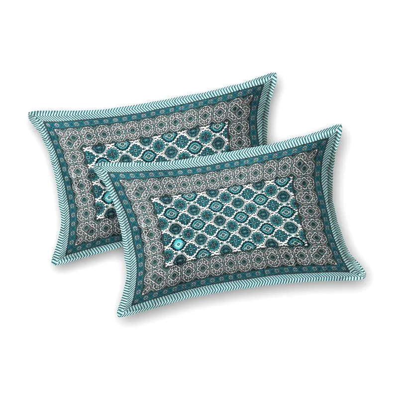 Styleo Cotton Bedsheet (Blue,White) - 240 TC media 4