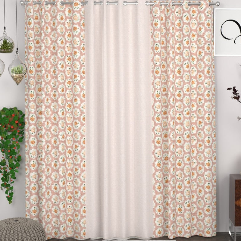 Petal Enchant Drape Curtains (Pink) - Set of Three - Door - 7 Feet