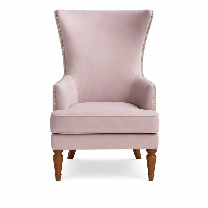 Elysian Teak Wood & Velvet Luxe Lounge Chair - Pink media 3