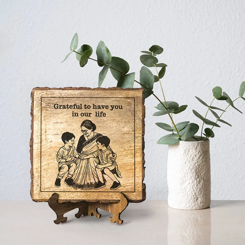 Grateful For Your Presence Wood Showpiece - Square media 1