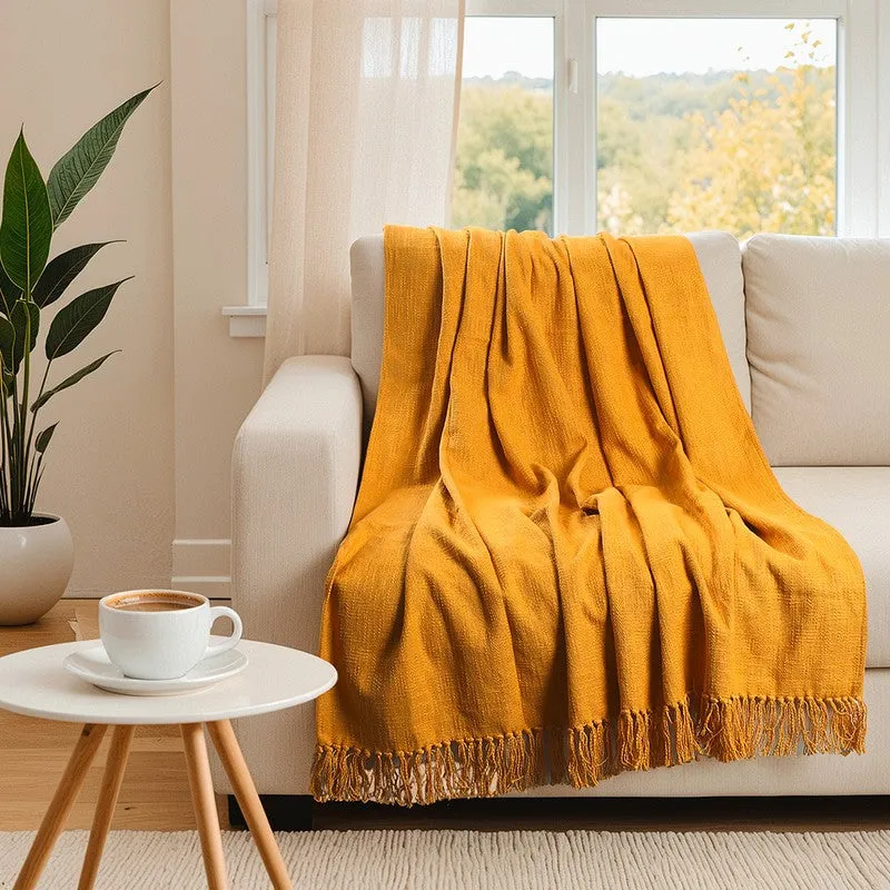Lightweight Decorative Throw Yellow media 1