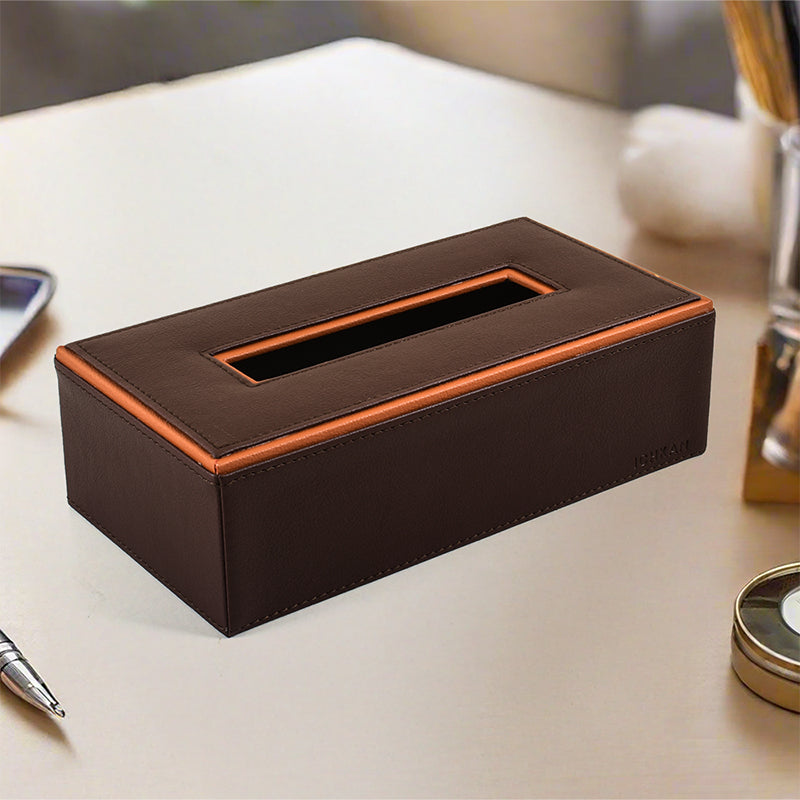 Tisca Edge Faux Leather Tissue Box - Brown