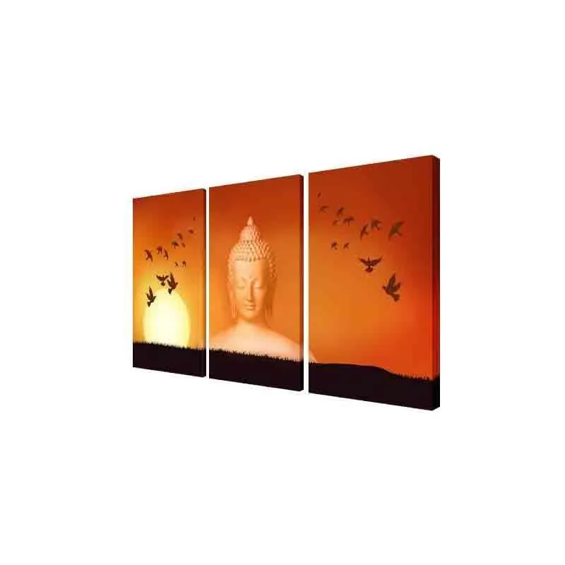 Solitude Buddha Panelled Canvas Wall Art - Three Piece Set media 5
