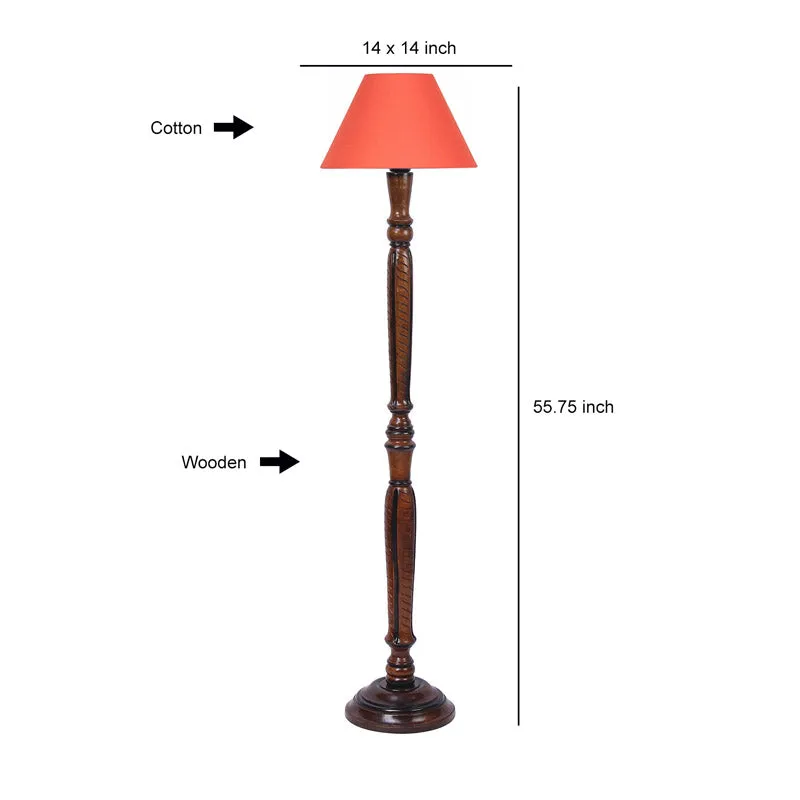 Hima Vintage Wooden Floor Lamp - Orange media 6