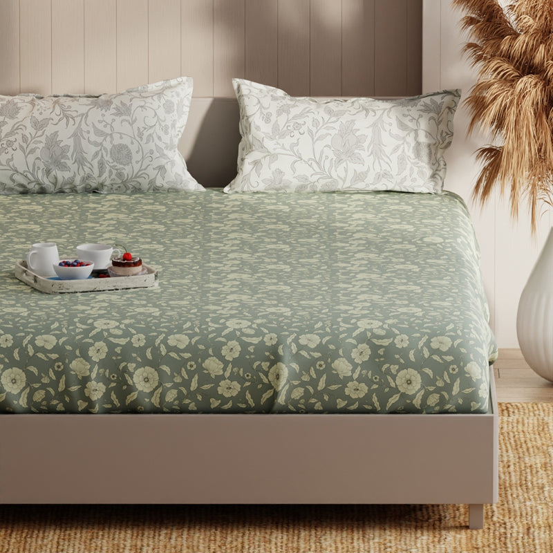 Blush Rest Microfiber Bedsheet (Green) - 135 GSM media 4