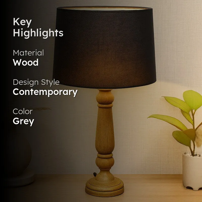AuraLoom Decorative Mood Wooden Table Lamp - Grey media 2