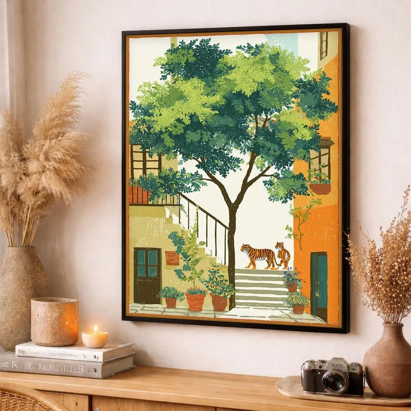 Verdara Courtyard Canvas Wall Painting With Black Frame media 3