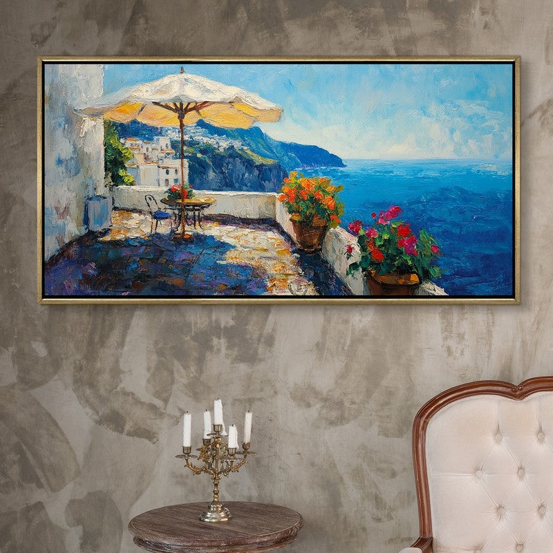 Seaward Ease Canvas Wall Painting With Frame