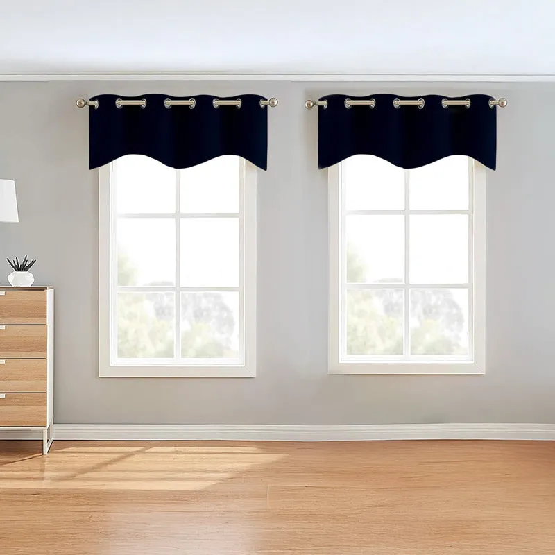 Vienna Pleated Curtain Valance (Navy Blue) - Set Of Two media 1
