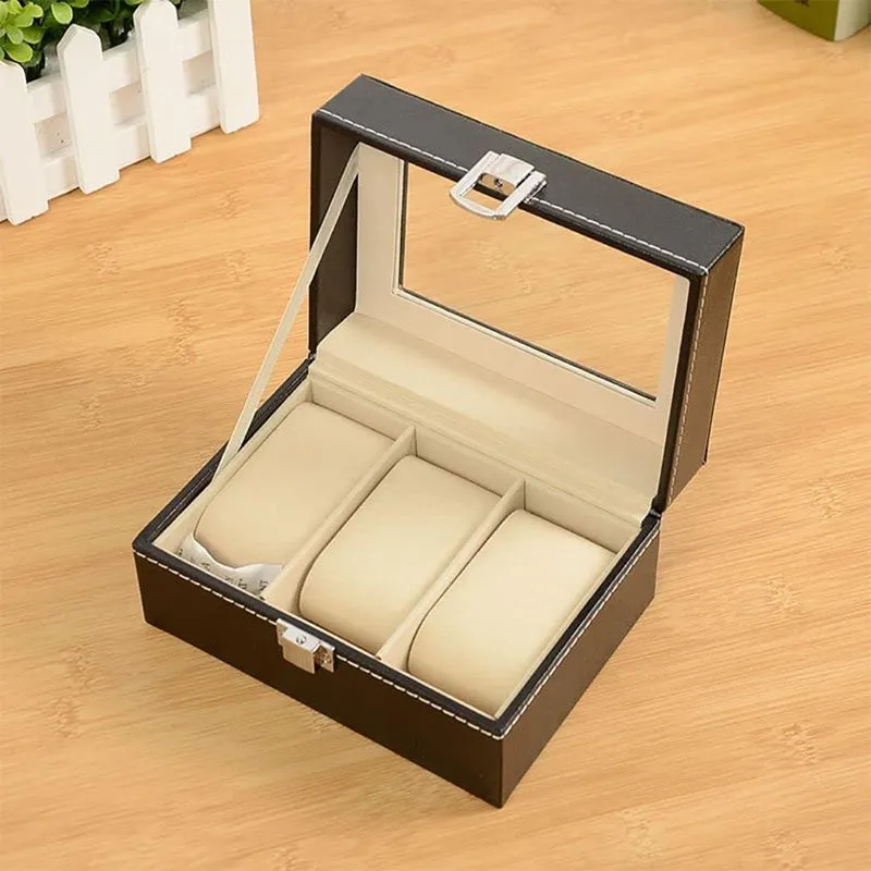 Chrono Safe Trio Faux Leather Watch Storage Box media 4