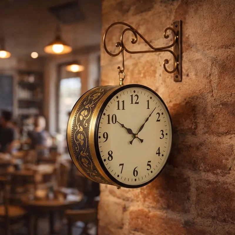 Numaera Double Sided Vintage Station Clock - Gold media 4