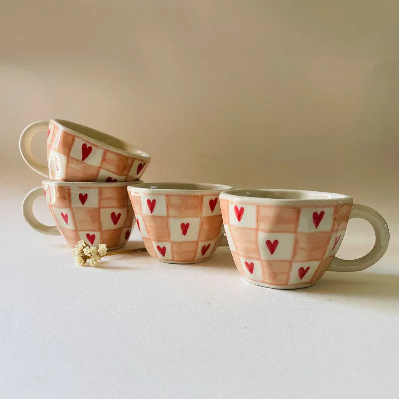 Heart Ceramic Coffee Mug (240 mL Each) - Set of Four media 1
