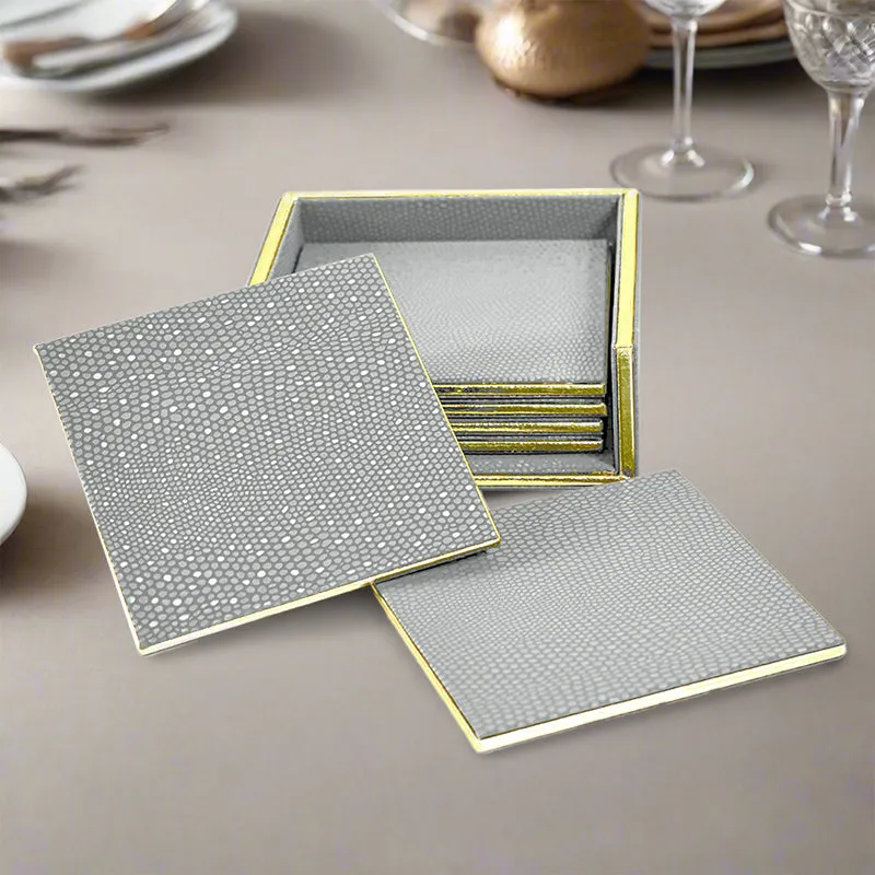 Tisquo Faux Leather Coaster (Grey) - Seven Piece Set media 1