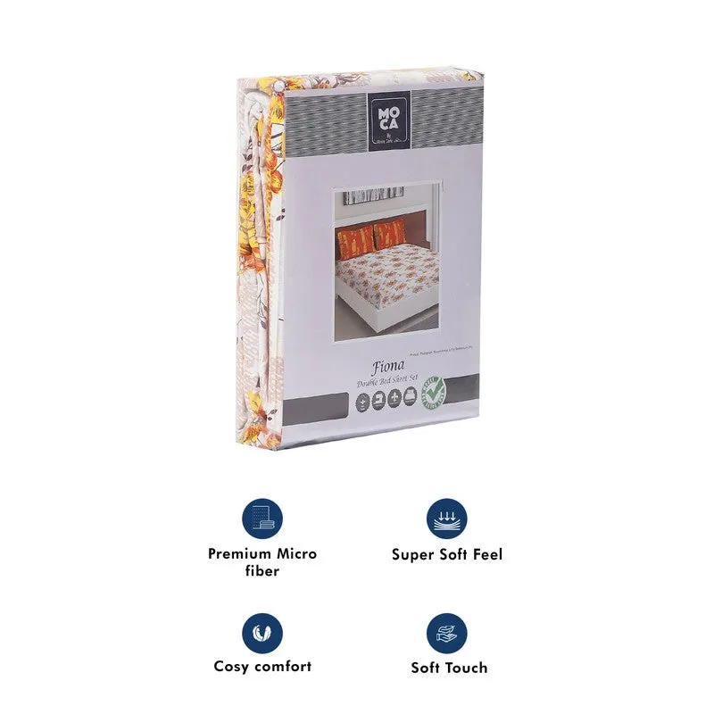 Monte Carlo Petal Story Cotton Bedsheet (White,Orange) - 104 TC media 11
