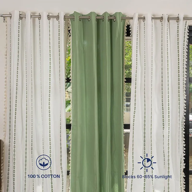 Urban Space Vintage Braid & Aura Curtain (Sage Green) - Set Of Three media 3