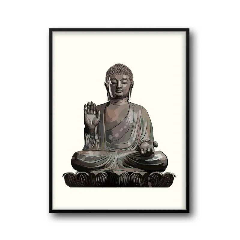 Peaceful Buddha Archival Paper Wall Art With Frame media 6