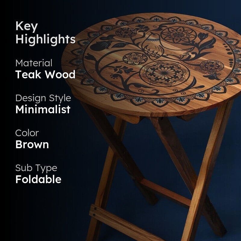 Fitara Mandala Foldable Accent Table media 2