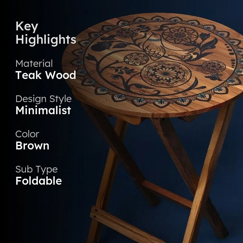 Fitara Mandala Foldable Accent Table media 2