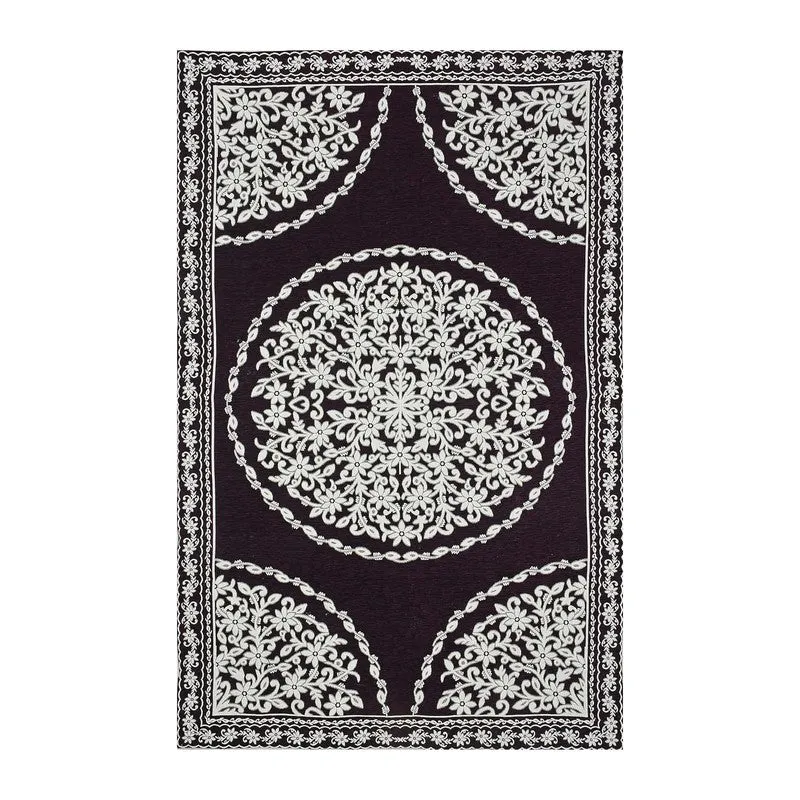 Petal Bliss Cotton Chenille Table Cover - Purple - 3