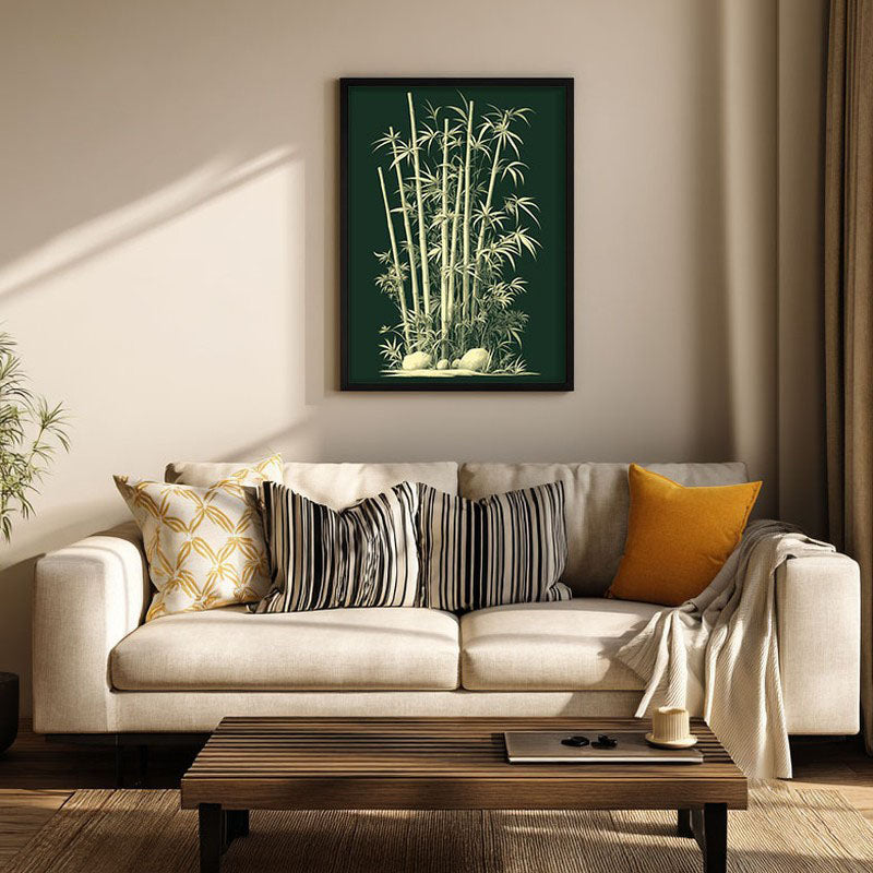 Bamboo Noir Botanical Archival Paper Wall Art With Frame