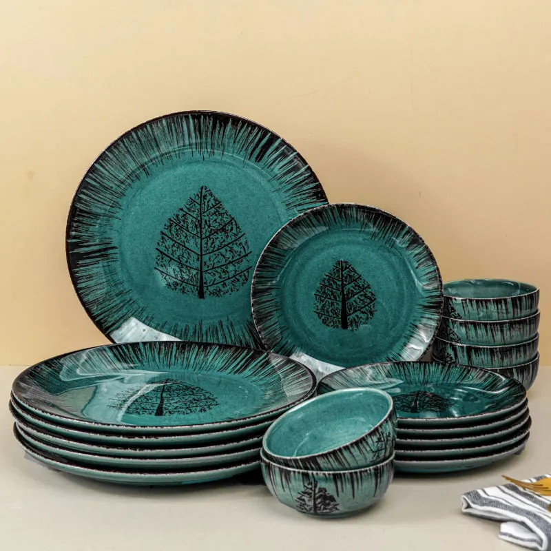 Tree Motif Ceramic Dinner Set - 18 Piece Set media 1