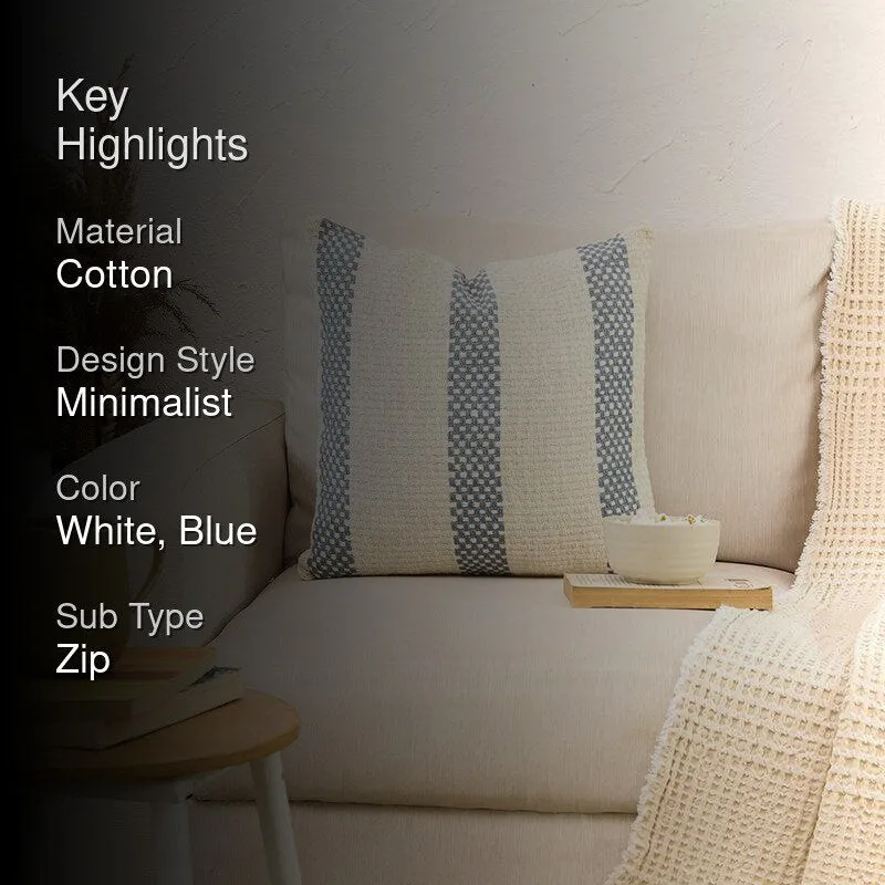 Shivalik Striped Cushion Cover (Blue) - Set Of Two media 2