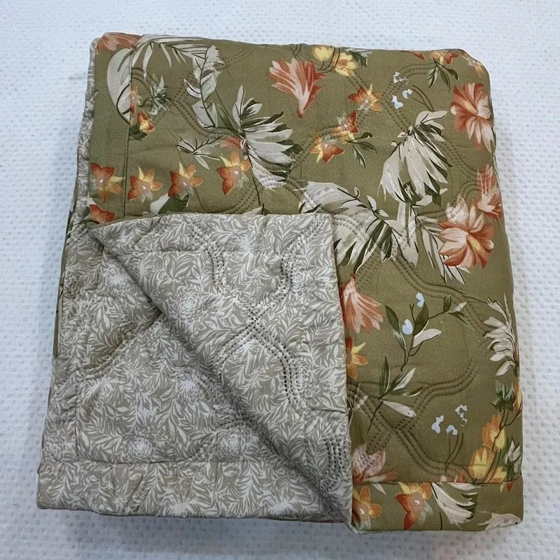 Leafara Floral Cotton Comforter (Mud Brown) - 300 GSM media 5