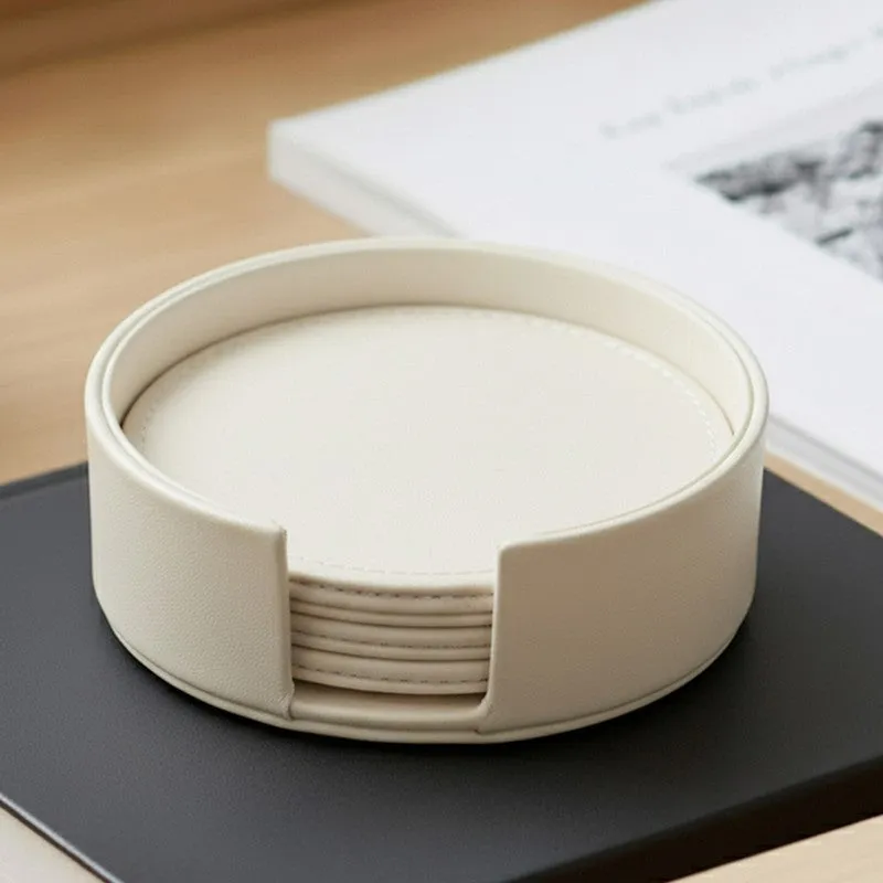 AarviDecor SoftEdge Faux Leather Coaster - Seven Piece Set media 5