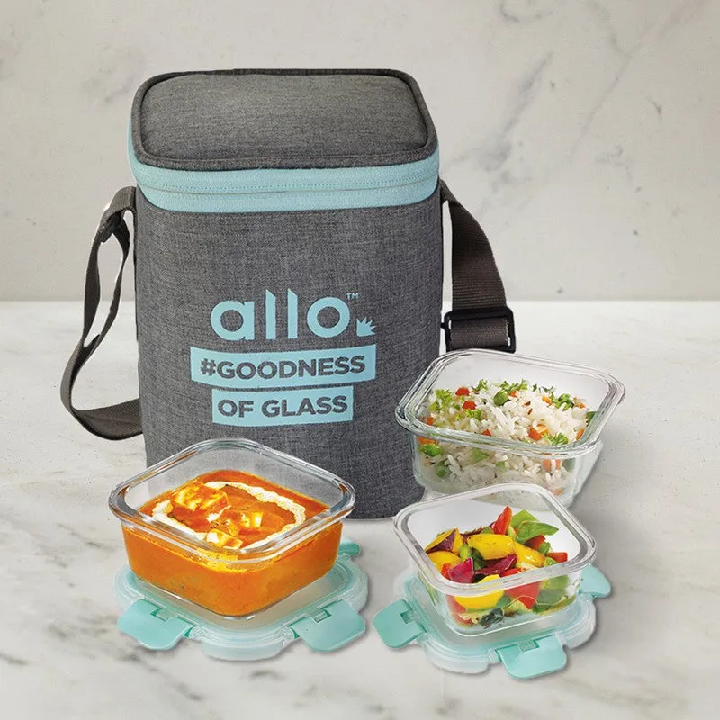 Crunty Leak Proof Glass Lunch Box with Bag- Set of Three media 5