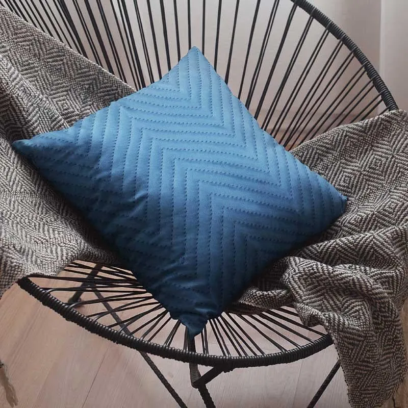 Chevron Cushion Cover (Blue) - Set Of Five media 3