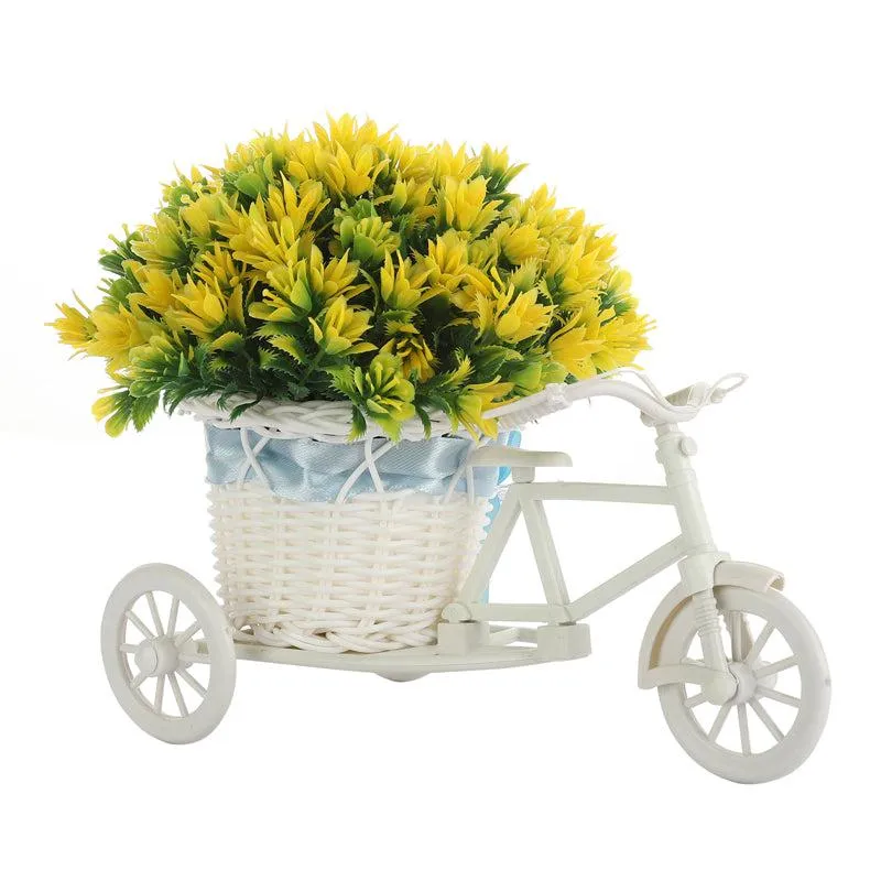 Faux Yellow Leaf Plant On Mini Cycle Rikshaw media 3