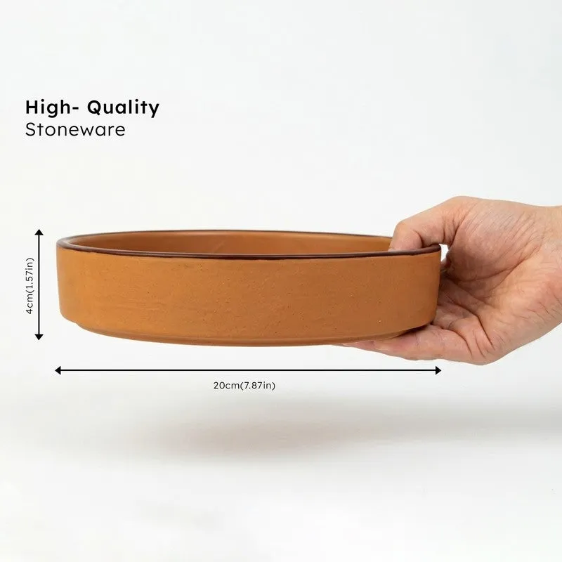 Whimsi Ceramic Salad Bowl (600 mL Each,Brown) - Set Of Two media 7