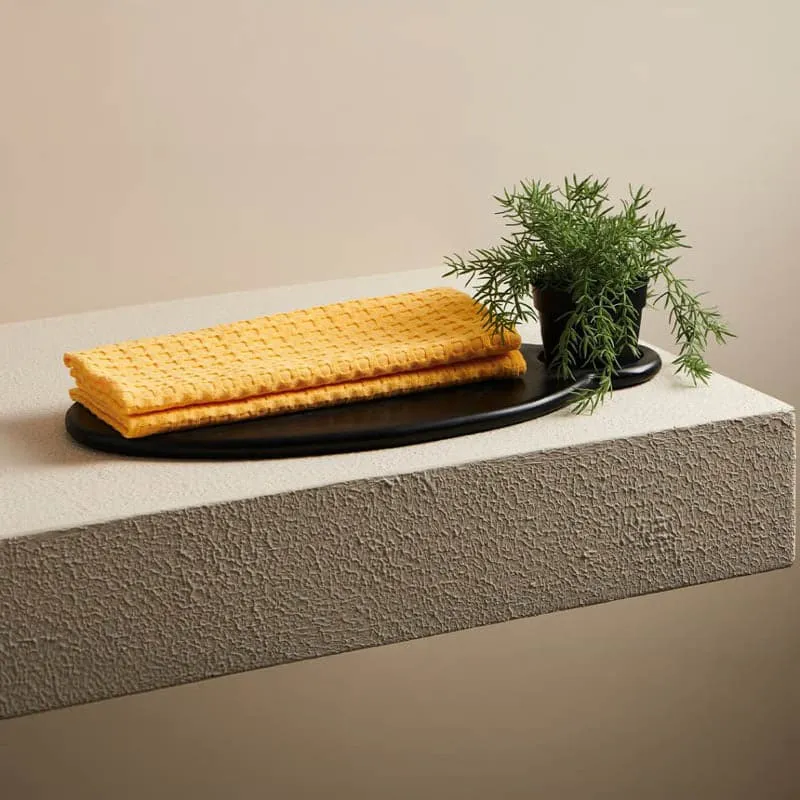 Alyssa Waffle Hand Towel (Yellow) - Set Of Two media 1