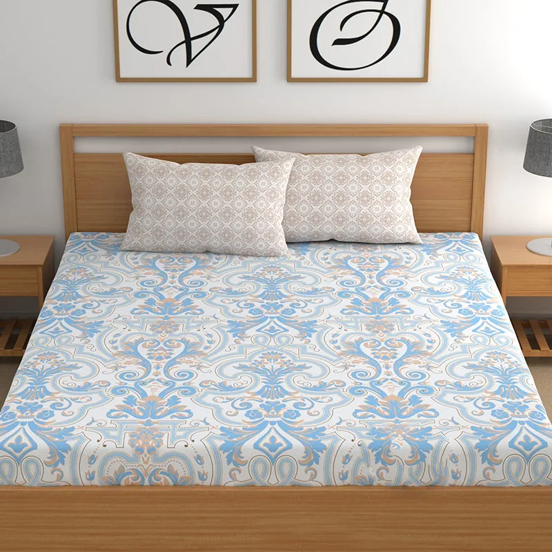 Audrey I Microfiber Microfiber Bedsheet (Blue) - 150 GSM media 5