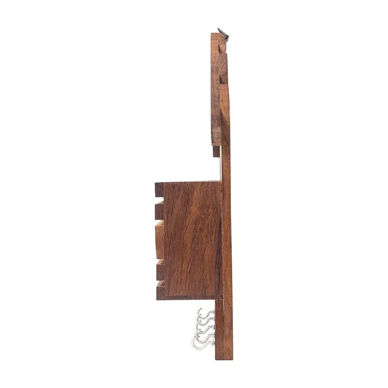 Hold & Hang Wood Magazine Holder With Key Hook media 6