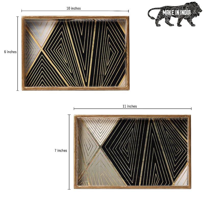 Aksa Premium Embossed Wooden Serving Trays - Set of 2 media 5