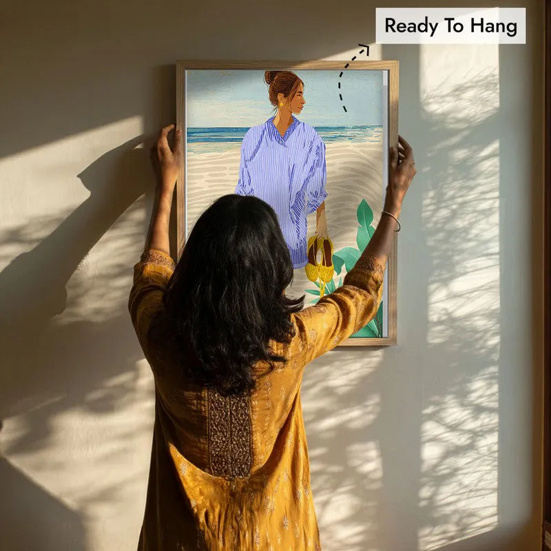 Coastal Escape Canvas Wall Painting - Brown Frame media 8