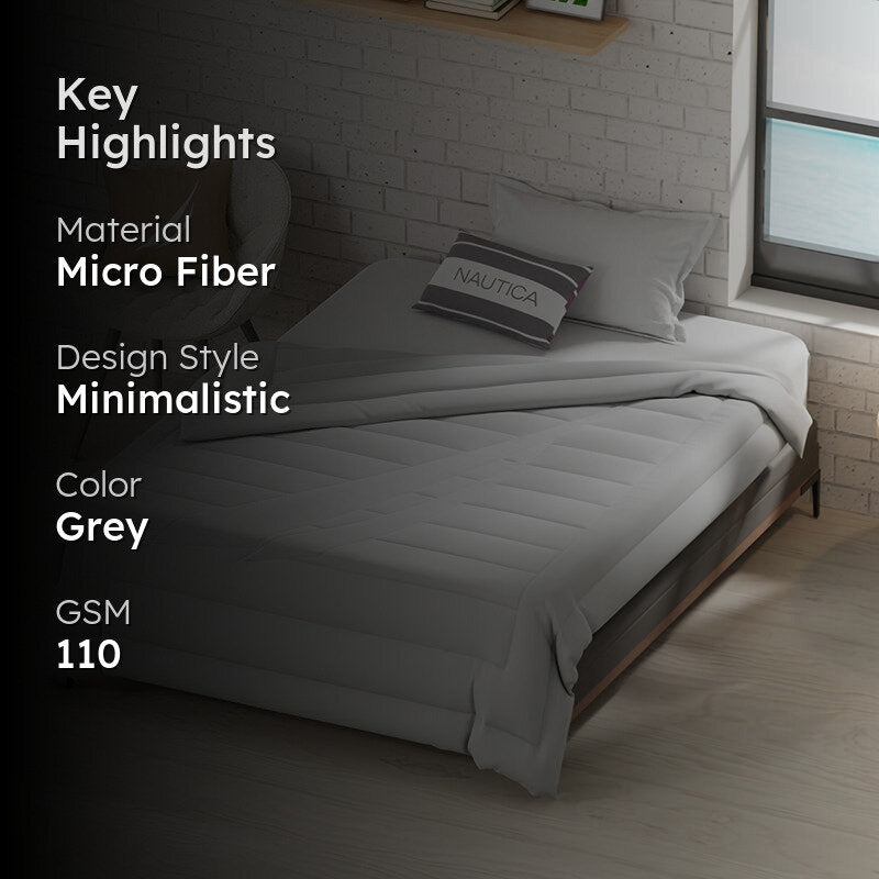 Nautica Ciel Luxe Solid Microfiber Comforter (Grey) - 110 GSM media 2