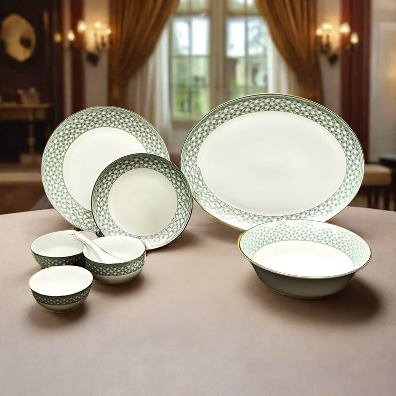Valera 24k Gold Brushed Porcelain Dinner Set - 33 Piece Set media 4