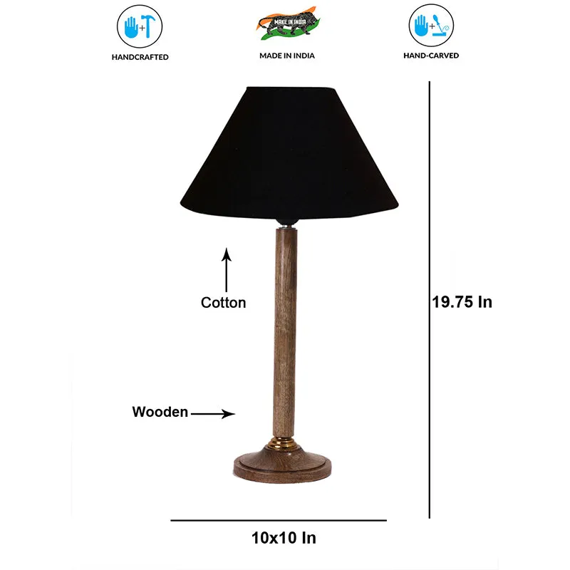 Glow Mesa Table Lamp With Wooden Base - Black,Brown media 4