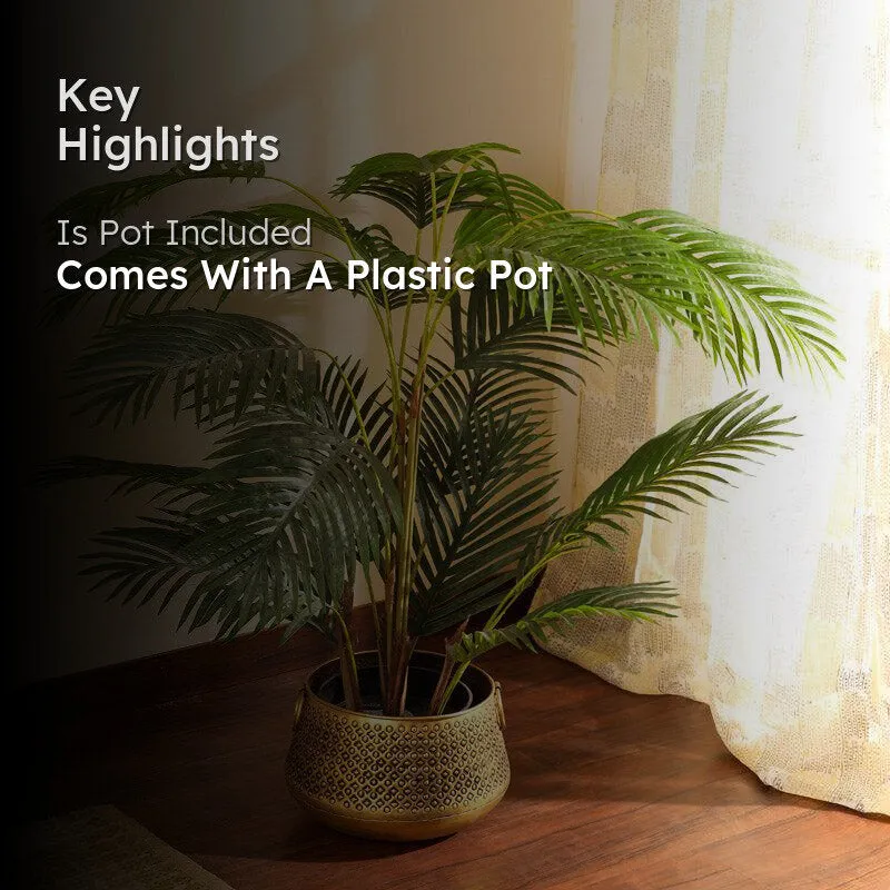 Artificial Realistic Areca Palm Plant With Black Plastic Pot - 4.3 Feet media 2