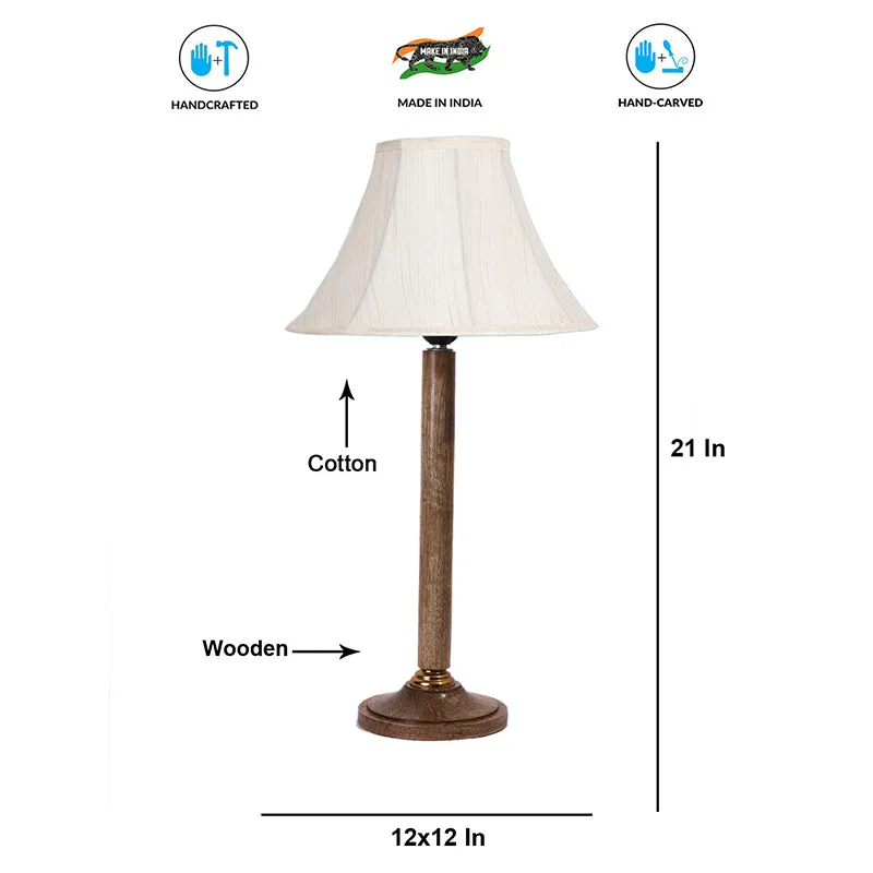 Craft Beam Table Lamp With Wooden Base - White,Brown media 4