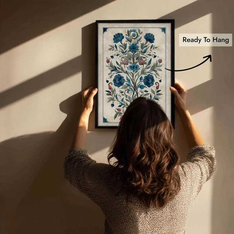 Floral Folk Art Canvas Wall Painting With Black Frame media 10