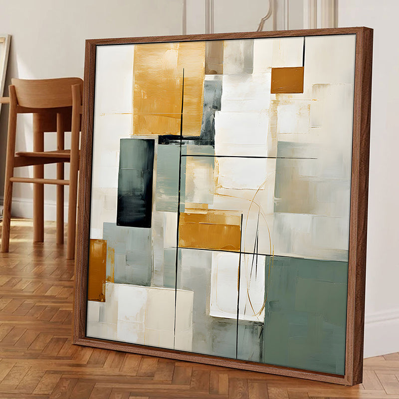 Abstract Cuboids Canvas Wall Art With Frame - Brown media 3